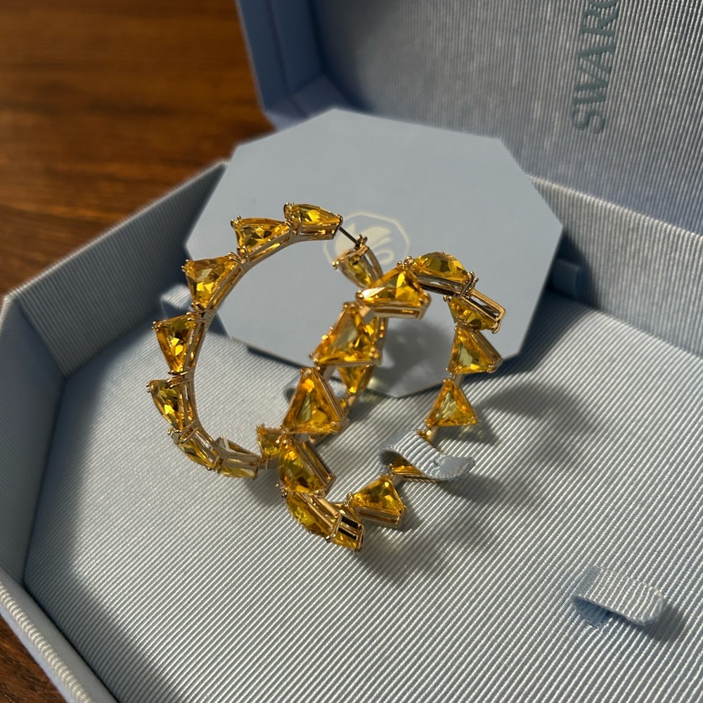NEW Swarovski Yellow Matrix Hoop Earrings